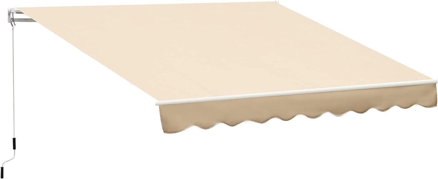Toldo retráctil Outsunny de 10' x 8', toldo para patio, refugio parasol con manivela manual, tela resistente a los rayos UV y al agua y marco de aluminio para terraza, balcón, patio, beige
