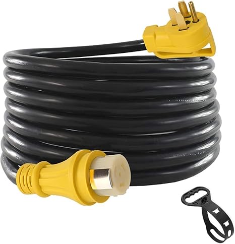 25 ft. 50 amp, heavy duty STW extension cord, 14-50P male and SS2-50R female with swivel lock, 125V/250V for RV trailer, camper, camper, motorhome