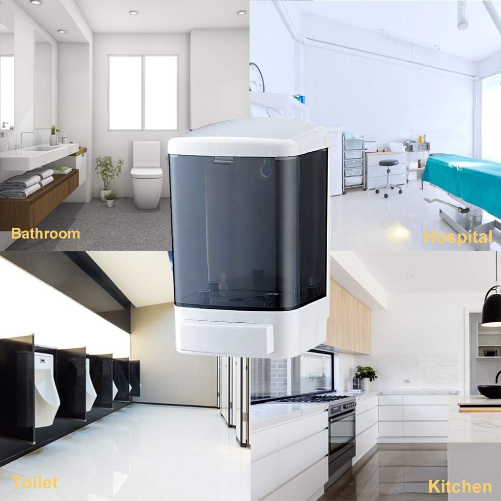 Manual Soap Dispenser Kitchen Bathroom Wall Mounted Commercial for Liquid Containers Shampoo Gel Chamber Plastic - (33.8 oz) 1000ml