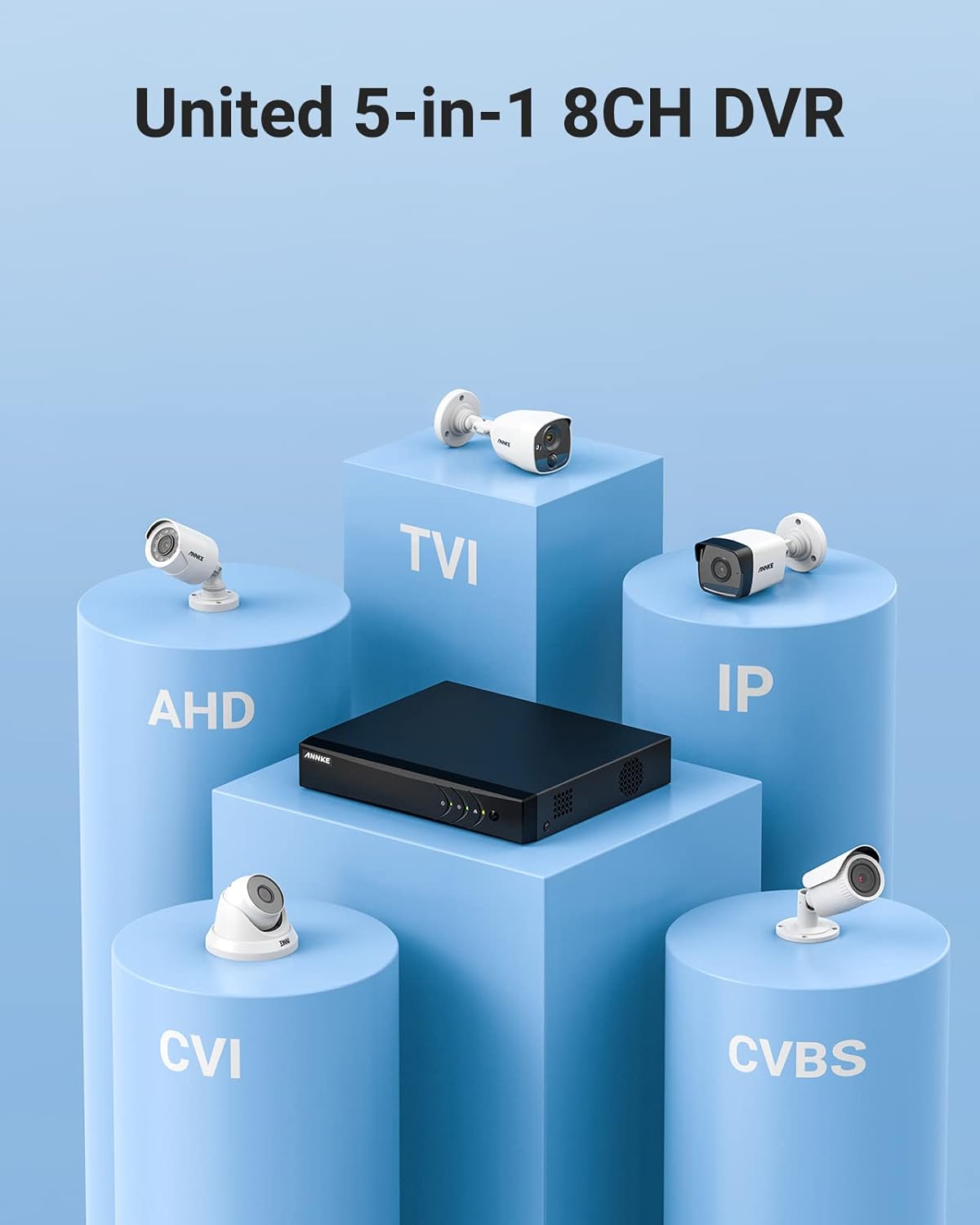 Sistema de cámaras de seguridad ANNKE 8CH H.265+ 3K Lite con detección de personas y vehículos por IA, 4 cámaras CCTV IP66 con cable de 2 MP y 1920 TVL para uso en interiores y exteriores, acceso remoto, disco duro de 1 TB incluido
