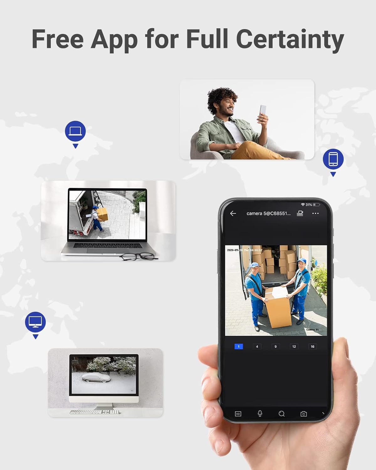Sistema de cámaras de seguridad ANNKE 8CH H.265+ 3K Lite con detección de personas y vehículos por IA, 4 cámaras CCTV IP66 con cable de 2 MP y 1920 TVL para uso en interiores y exteriores, acceso remoto, disco duro de 1 TB incluido