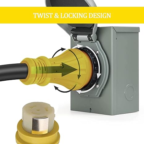 25 ft. 50 amp, heavy duty STW extension cord, 14-50P male and SS2-50R female with swivel lock, 125V/250V for RV trailer, camper, camper, motorhome