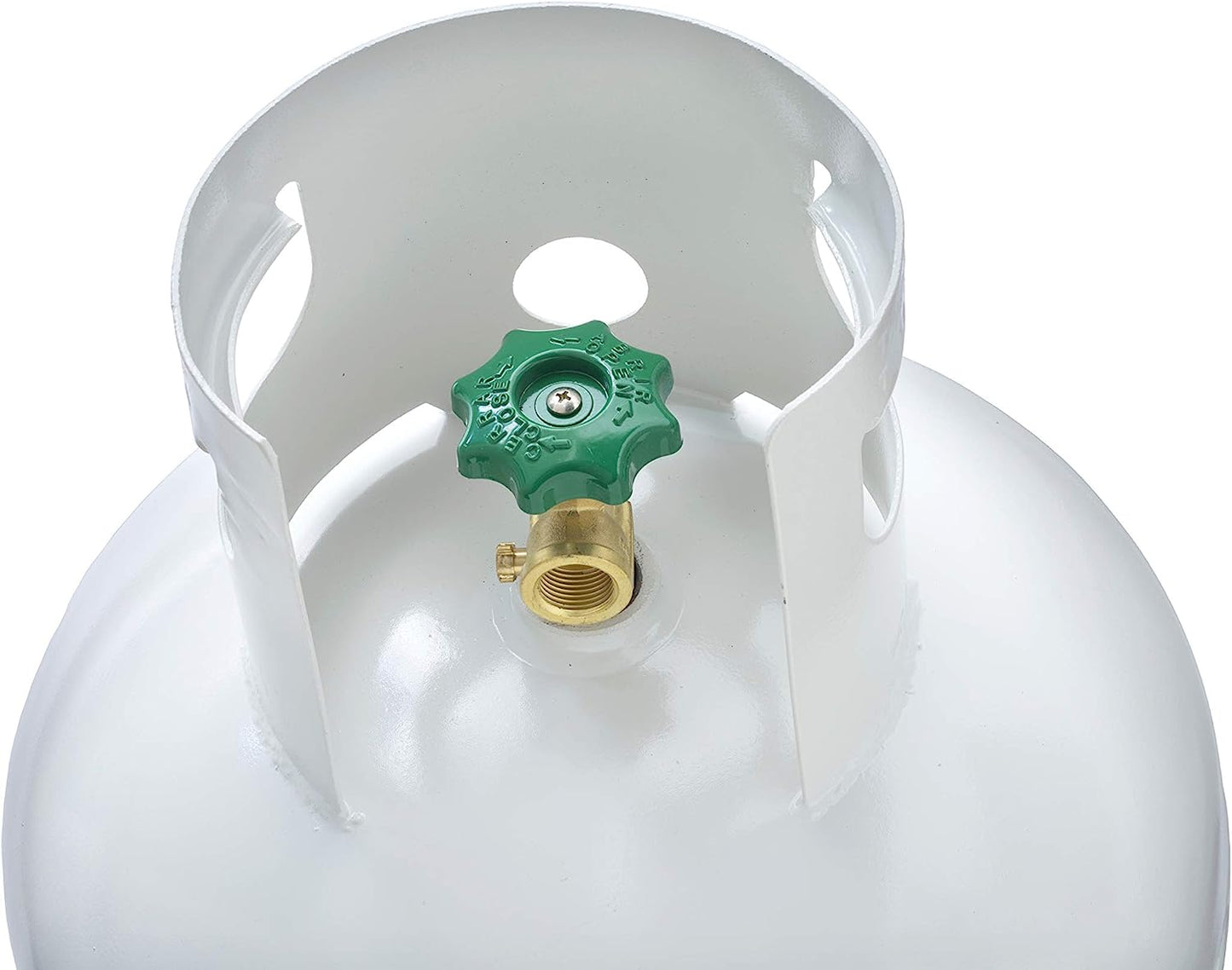 Cilindro de tanque de propano de acero de 100 libras Flame King YSN100b con válvula POL y collar, color blanco