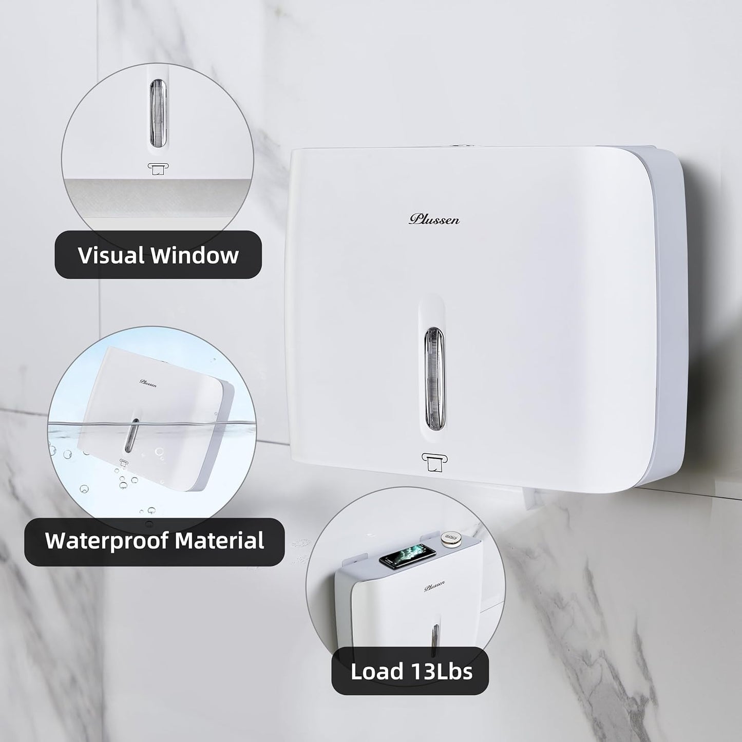 Paper Towel Dispenser Wall Mount Commercial with Lock 1 Pack,Universal Multifold Tri Fold Paper Hand Towel Holder,Compact Toilet Tissue Dispensers for Bathroom Kitchen Office (Silver)