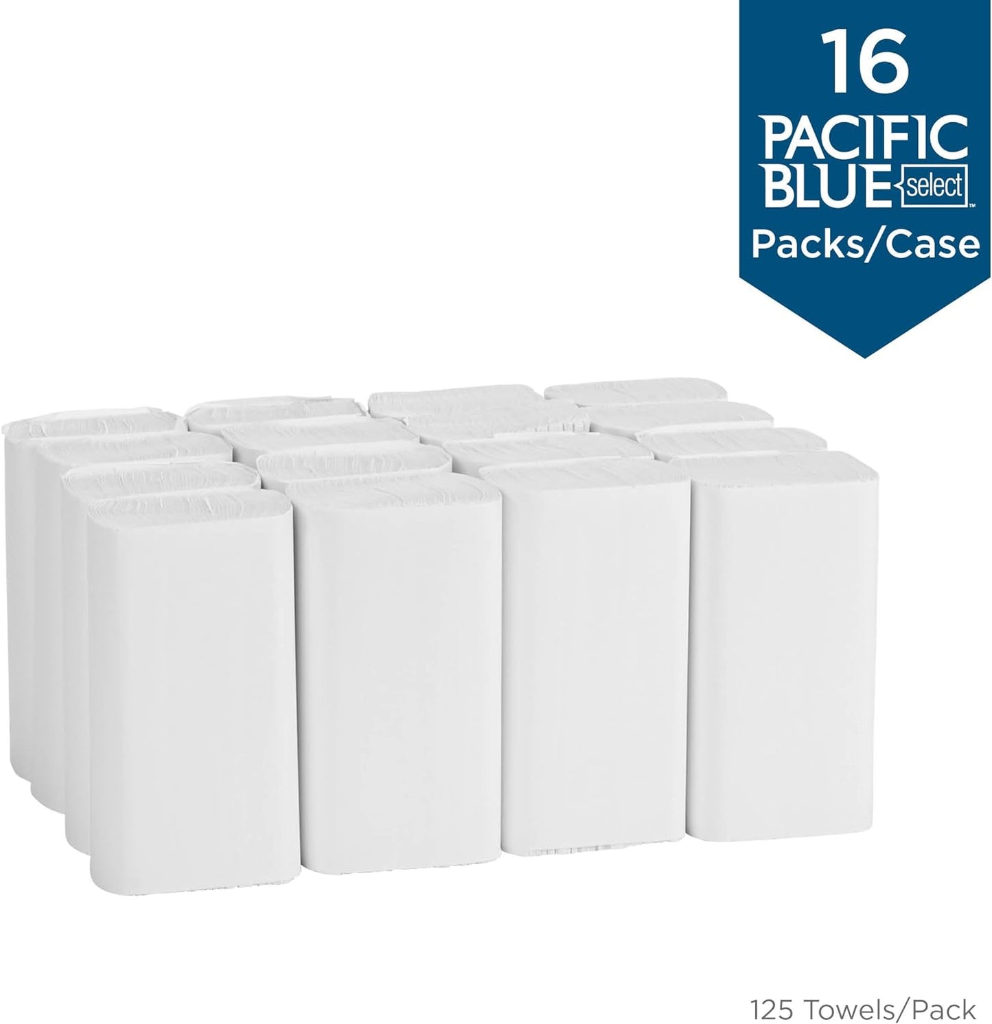 Toallas de papel multipliegue premium de 2 capas Georgia-Pacific Pacific Blue Select de GP PRO (Georgia-Pacific), color blanco, 21 000, 125 toallas de papel por paquete, 16 paquetes por caja