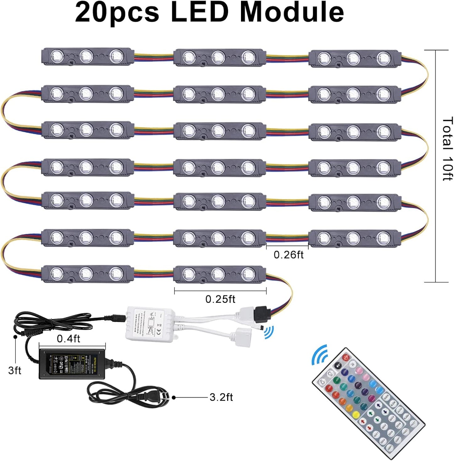LED Window Lights LED Module Lights Pomelotree Waterproof Storefront Lights Business Decorative Lights 12V 5050 LED Lights for Advertising LED Signs Business Store Light 20FT (2 Packs)