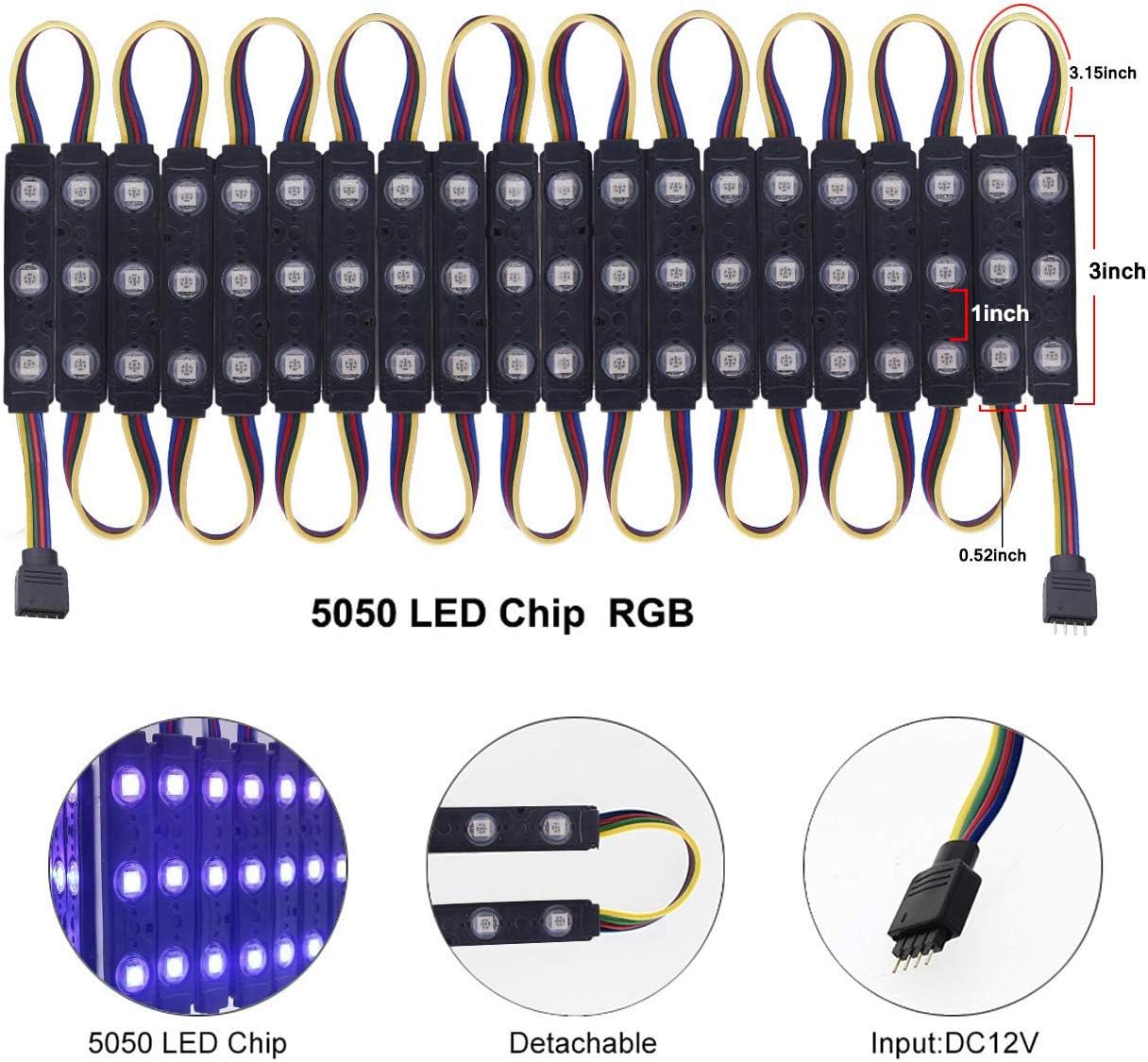LED Window Lights LED Module Lights Pomelotree Waterproof Storefront Lights Business Decorative Lights 12V 5050 LED Lights for Advertising LED Signs Business Store Light 20FT (2 Packs)