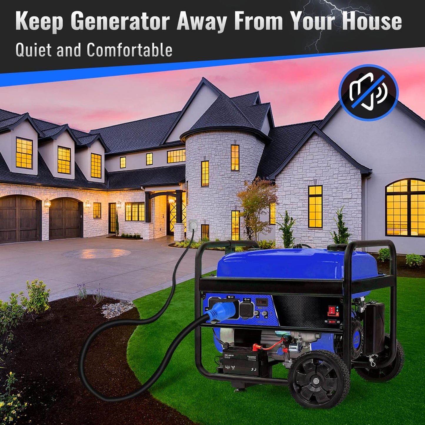 Seeutek 30 Amp Generator Extension Cord 40 Feet Generator Cable 4 Prong 125V/250V 7500W Generator Power Cord NEMA L14-30P/L14-30R with Pre-Drilled Power Inlet Box & Generator Interlock Kit, ETL Listed
