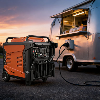 Generador tri combustible conectado a un food trailer