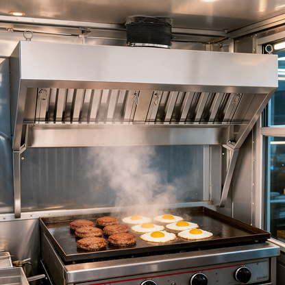 Campana de extraccion de 4 pies instalada en un food trailer