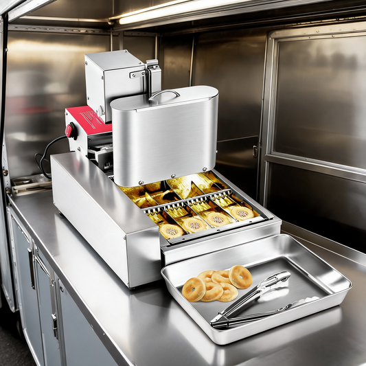 Maquina automatica de donas en un food trailer