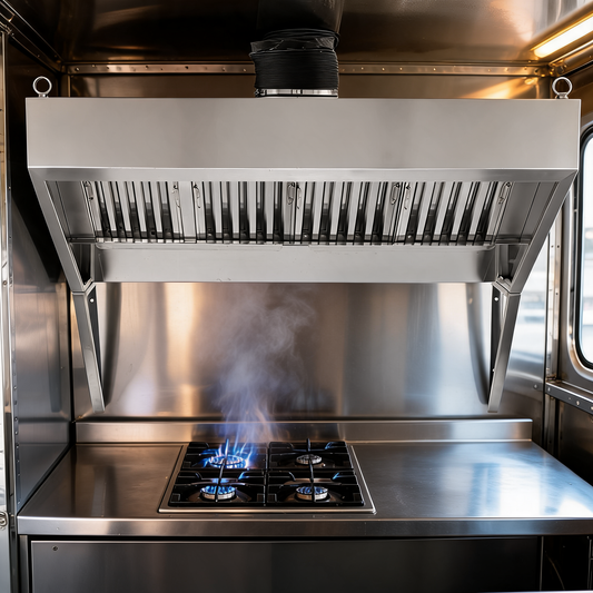 Campana de extraccion de 5 pies instalada en un food trailer
