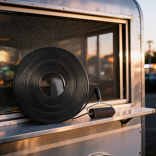 Cordon para mosquitero junto a la ventana de un food trailer