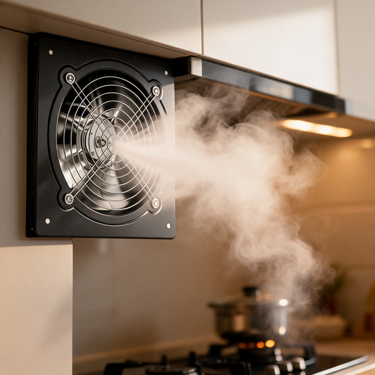 Extractor de aire instalado en la pared de un food trailer