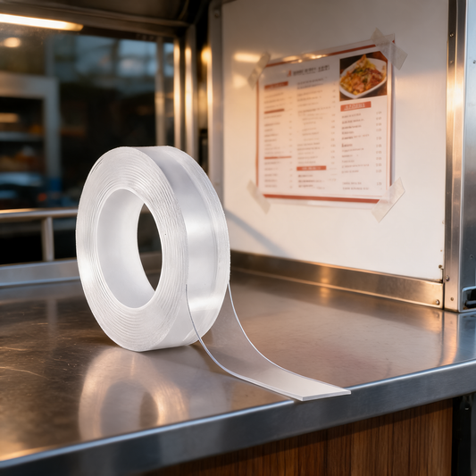 Cinta doble cara nano en la cocina de un food trailer