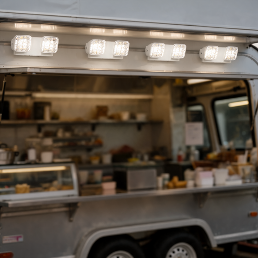 Luces de emergencia montadas en un food trailer