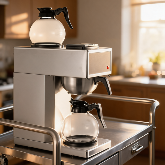 Cafetera comercial de filtro en la barra de un food trailer