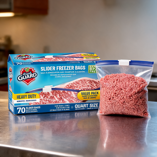 Bolsas hermeticas con carne marinada en un food trailer