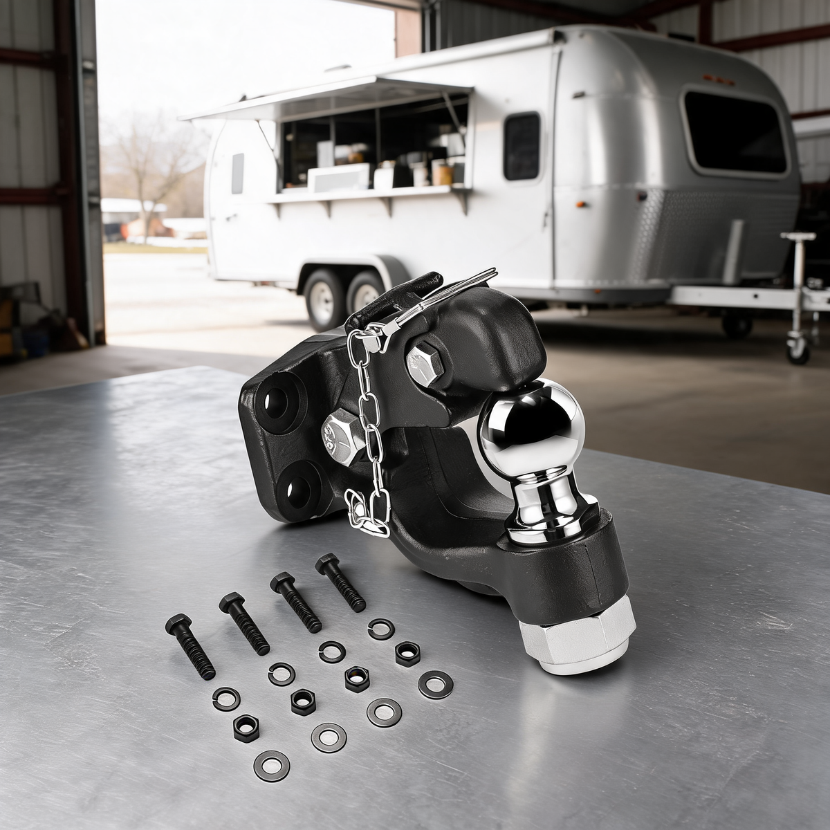 Enganche pintle 20,000 lb con bola de 2 pulgadas y kit de montaje
