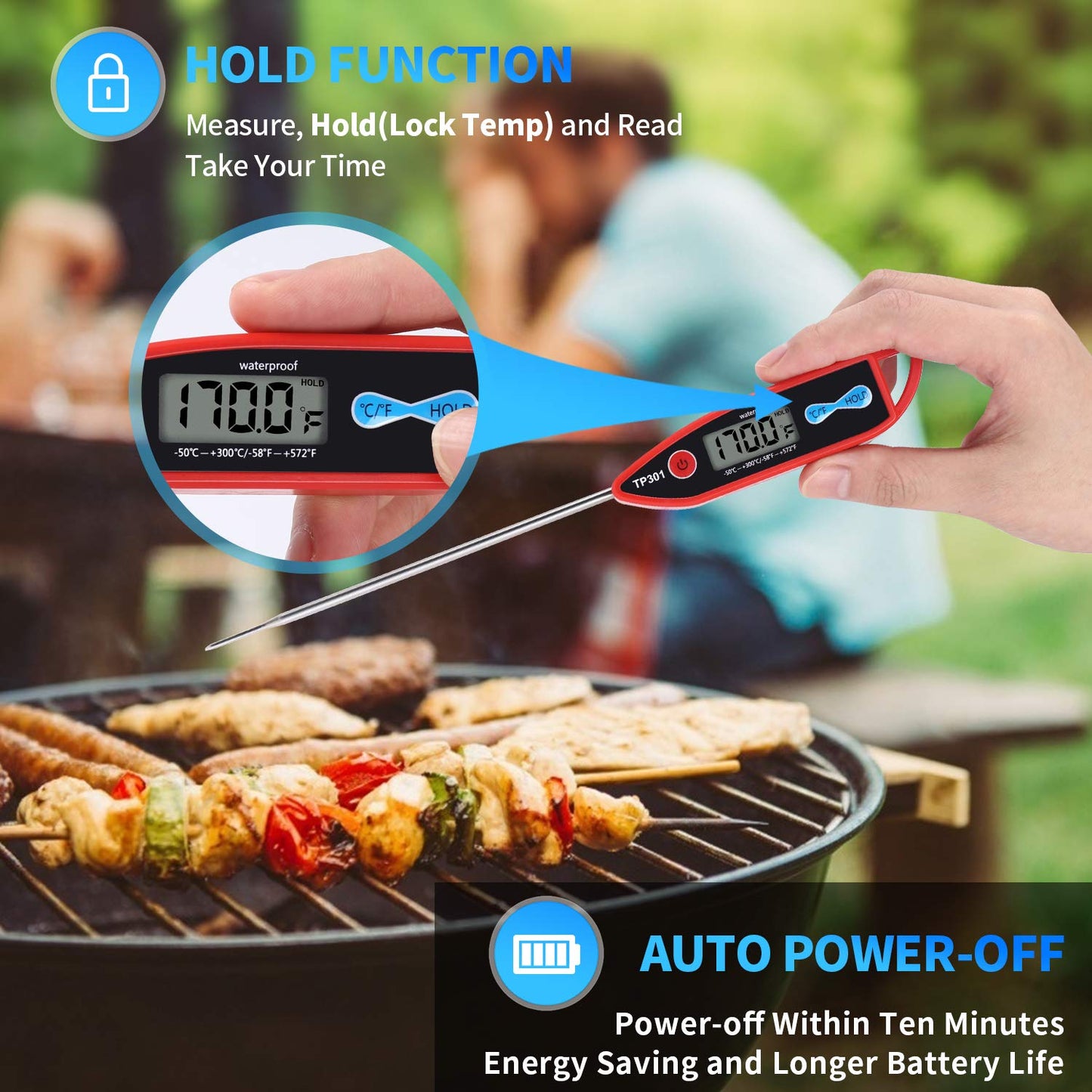 Digital Water Thermometer for Liquid, Candle, Instant Read with Waterproof for Food, Meat, Milk, Long Probe