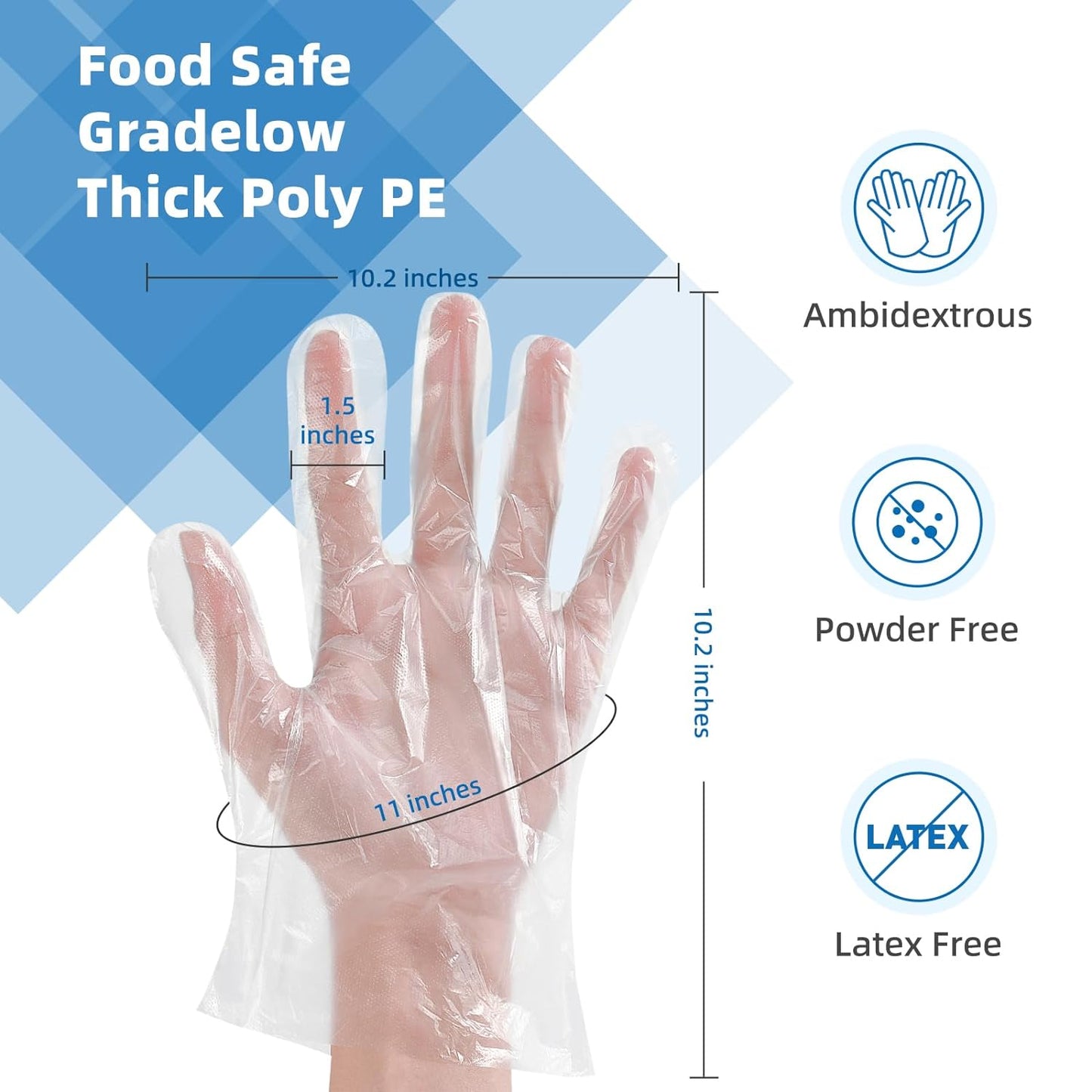 Brandon-super Food Prep Gloves Plastic Food Safe Gloves, Food Handling, One Size Fits Most Poly 500ct Clear 500 Count (Pack of 1)