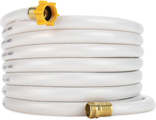 Camco TastePURE 50-Ft Water Hose - RV Drinking Water Hose Contains No Lead, No BPA & No Phthalate - Features Diamond-Hatch Reinforced PVC Design - 5/8” Inside Diameter, Made in the USA (22793)