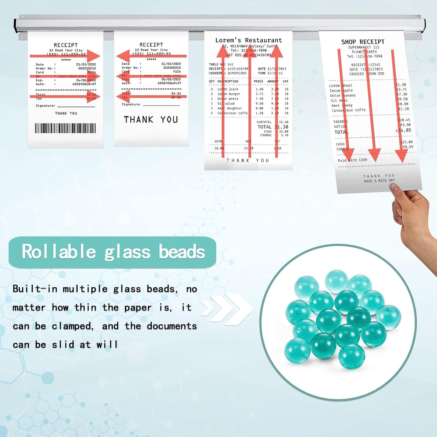 Irenare Ticket Holder for Restaurant, 36/48/60'' Ticket Check Rack Restaurant Order Holder Ticket Rail Display Slide Ticket Rack for Commercial Kitchen Cafes Pubs Bars(48 Inch, 2 Pcs)