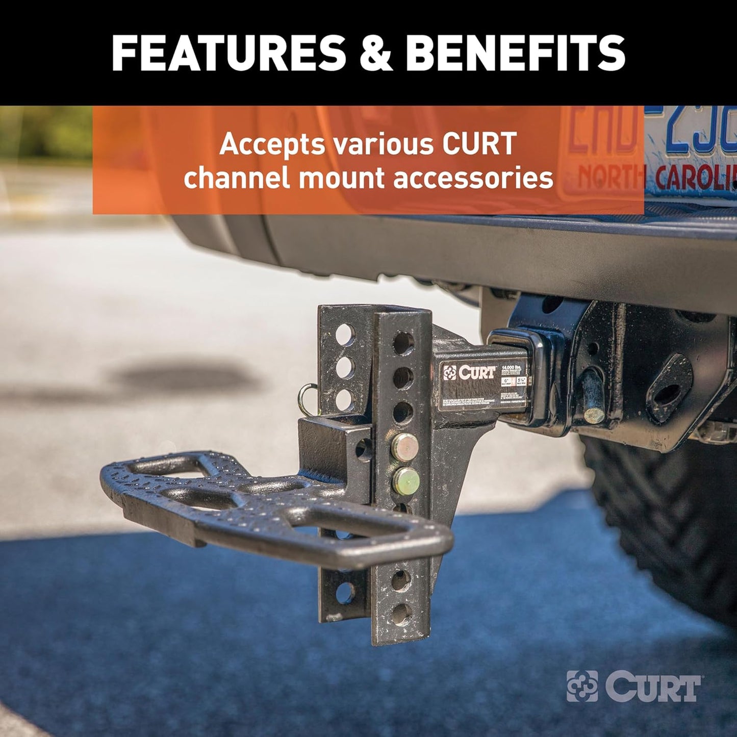 CURT 45900 Adjustable Trailer Hitch Ball Mount, 2-Inch Receiver, 6-Inch Drop, 2 and 2-5/16-Inch Balls, 14,000 lbs , Black